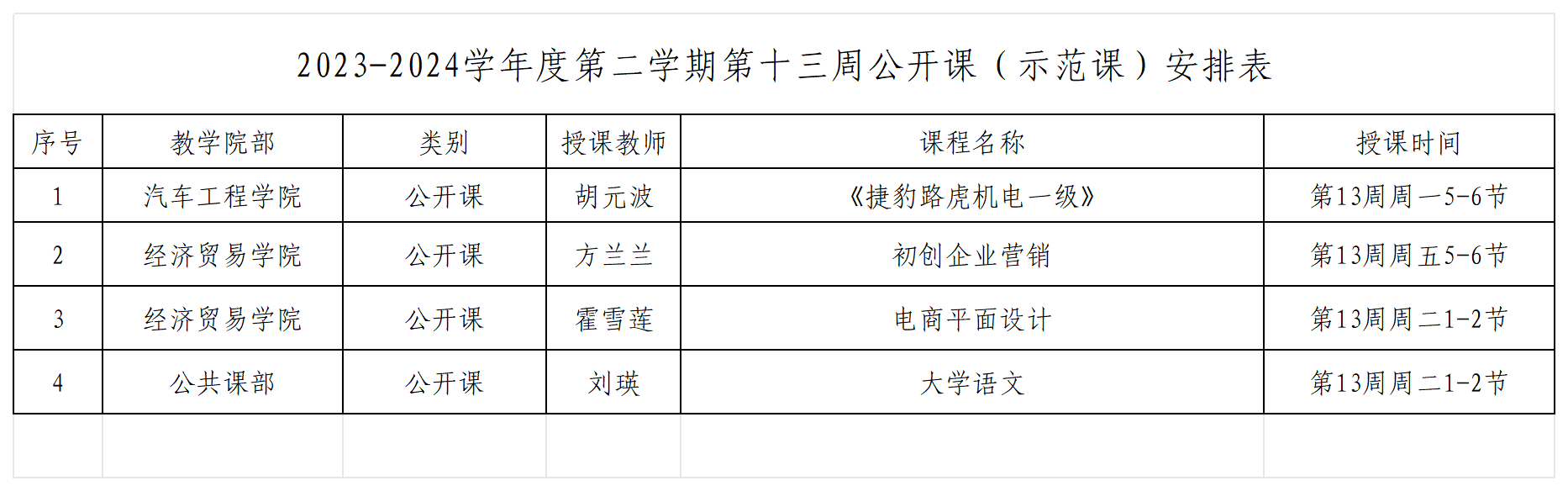 2023-2024学年度第二学期第十三周公开课（示范课）安排表_Sheet1.png